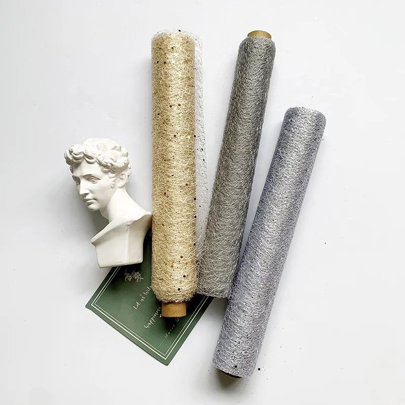 
Superior Quality Silver Golden Sequins Mesh Fabric Rolls Tulle Rolls Deco Mesh 