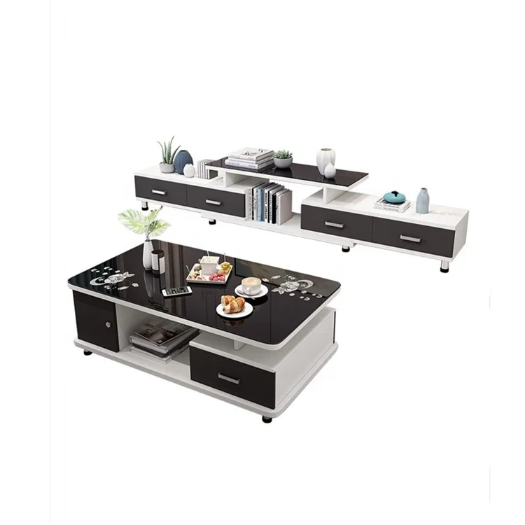 Modern Wooden factory  home dining room furniture set living room glass  TV Cabinets side coffee table sets
