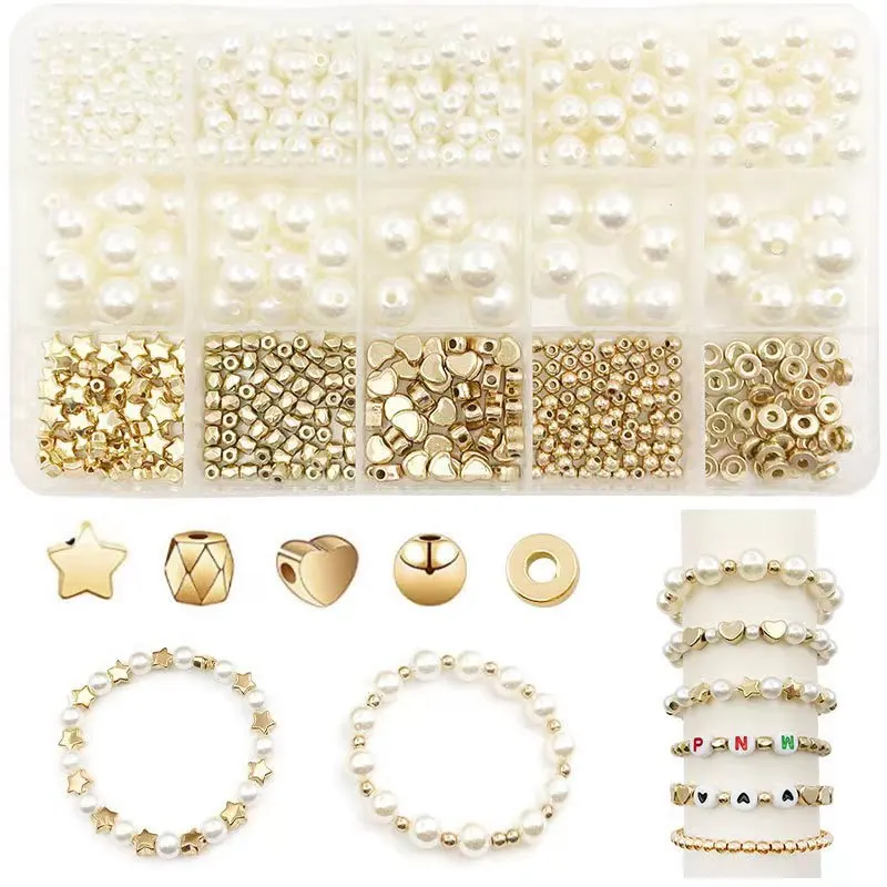 720 pcs Pearl Set Pentagram Plastic Beads Accessories Handmade Diy Beads Bracelet Earrings Necklace Set