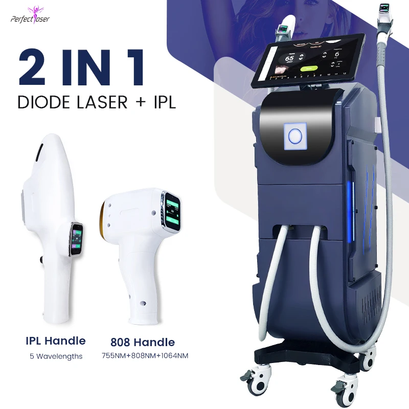 2 in 1 multifunctional portable ice cooling permanent diode ipl laser tattoo and hair removal machine