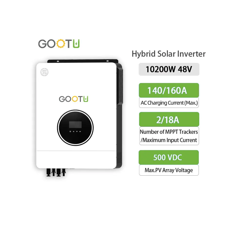 GOOTU High Frequency 10.2KW Hybrid Solar Inverter 230VAC One Phase Power Inverter For Home Solar Power System