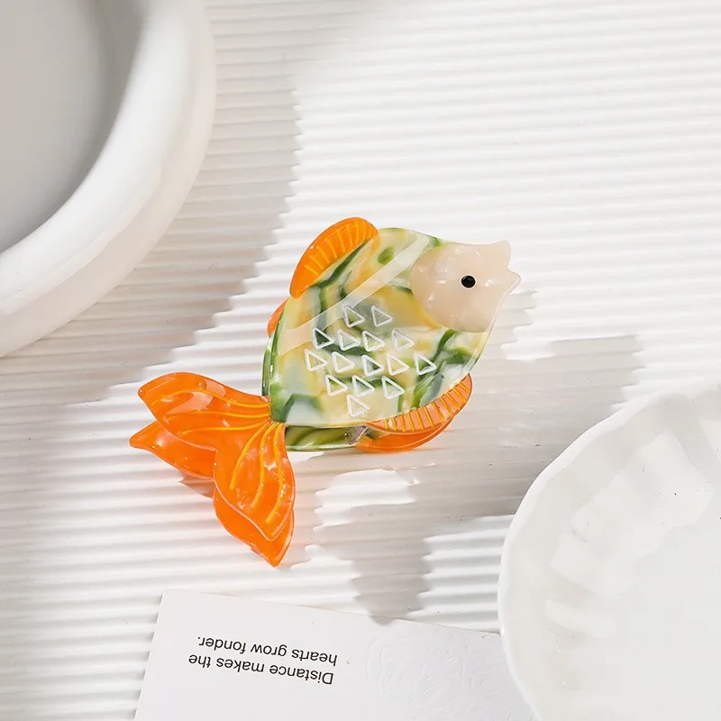 Wholesale European American New Design Cartoon Goldfish Hairclip Headpiece Acetic Acid Grab Clip Shark Clip Splicing Hair Grip