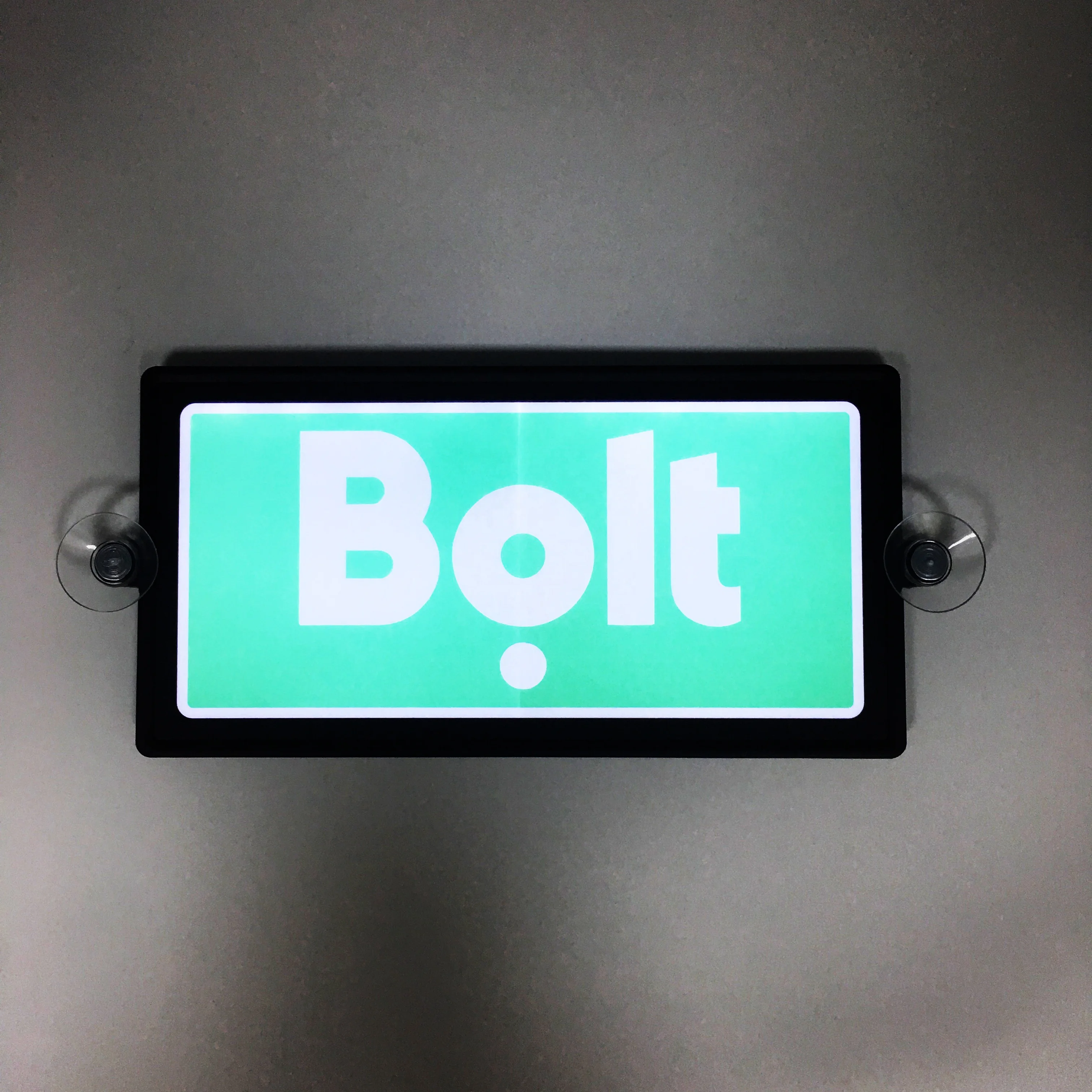 Constant light up BOLT SIGN ACCESSORIES LOGO GLOW LED LIGHT SIGN with Lithium Ion Battery USB Charge using 2 pcs suction cups