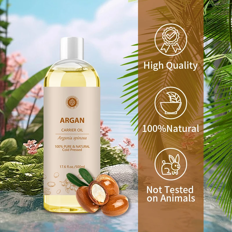 Organic Argan Oil Morocco For Hair - 100% Pure Natural Argania spinosa Seed Cold Pressed | Private label 500ML