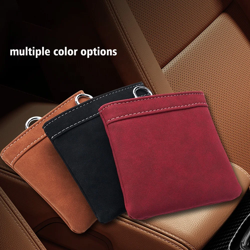Car Outlet Hanging Organizer Seat Pockets Pu Leather Adjustable Storage Bag For Iphone Glasses Keys