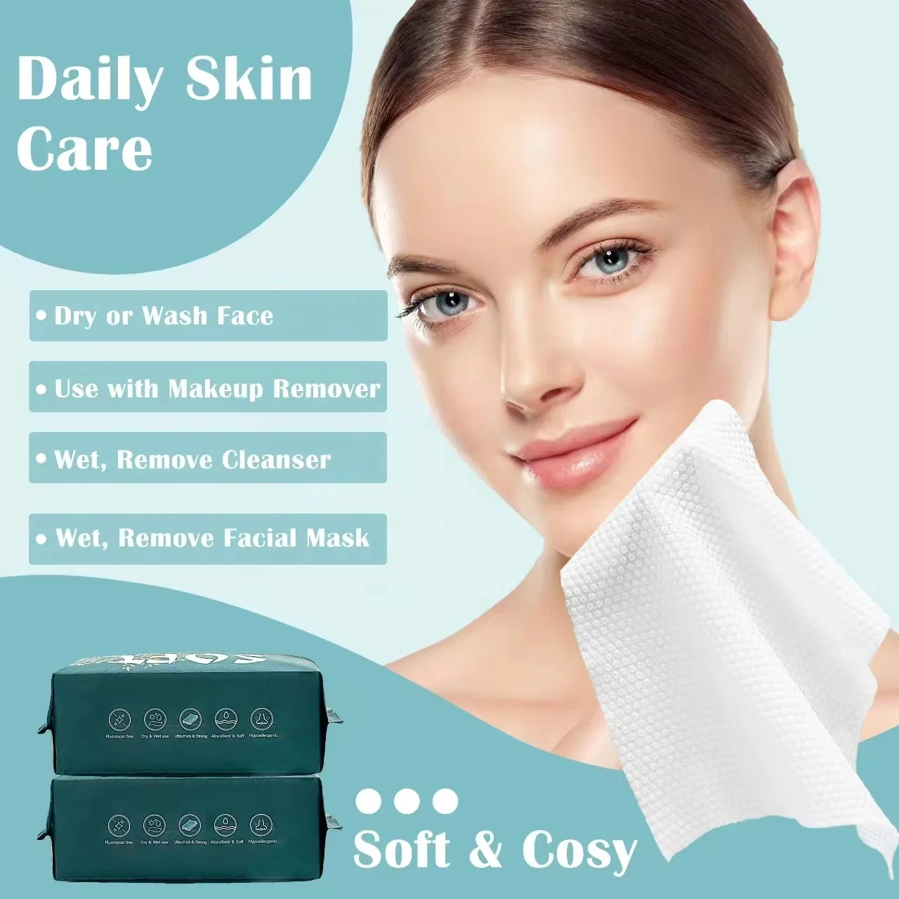 Wholesale Custom Ultra Soft Biodegradable Clean Skin Towel Disposable Face Towels Facial Washcloth Makeup Remover Dry Wipes