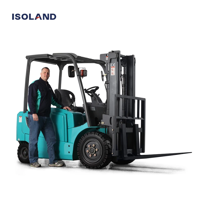 4 Wheel Battery Forklift 3.5 ton 3 ton Electric Forklift with 3 Stage Mast Fork Lift Truck