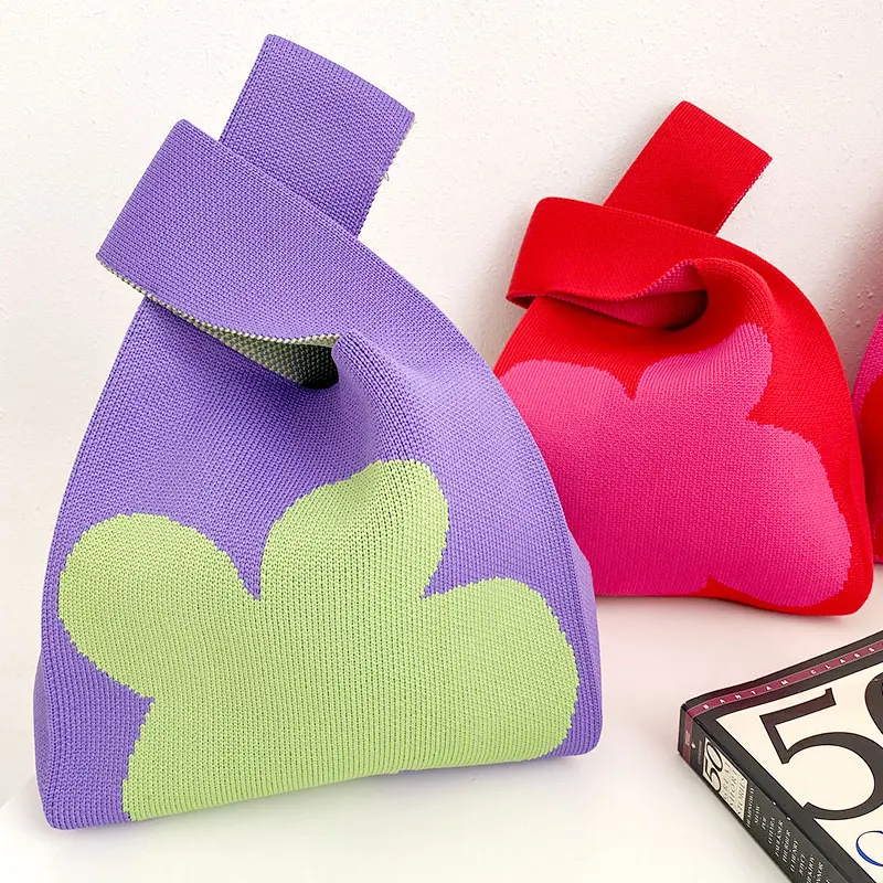 Корейский стиль ins вязаная Цветочная сумка для покупок индивидуальная крючком милый кошелек Портативная на запястье