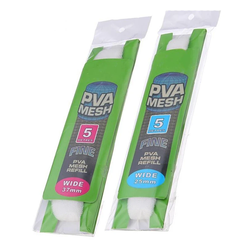 Stock 5M PVA 37mm Wide Mesh Refill Water Soluble Carp Fishing Stocking Boilie Rig Dissolving Bait Net Wrap Bags