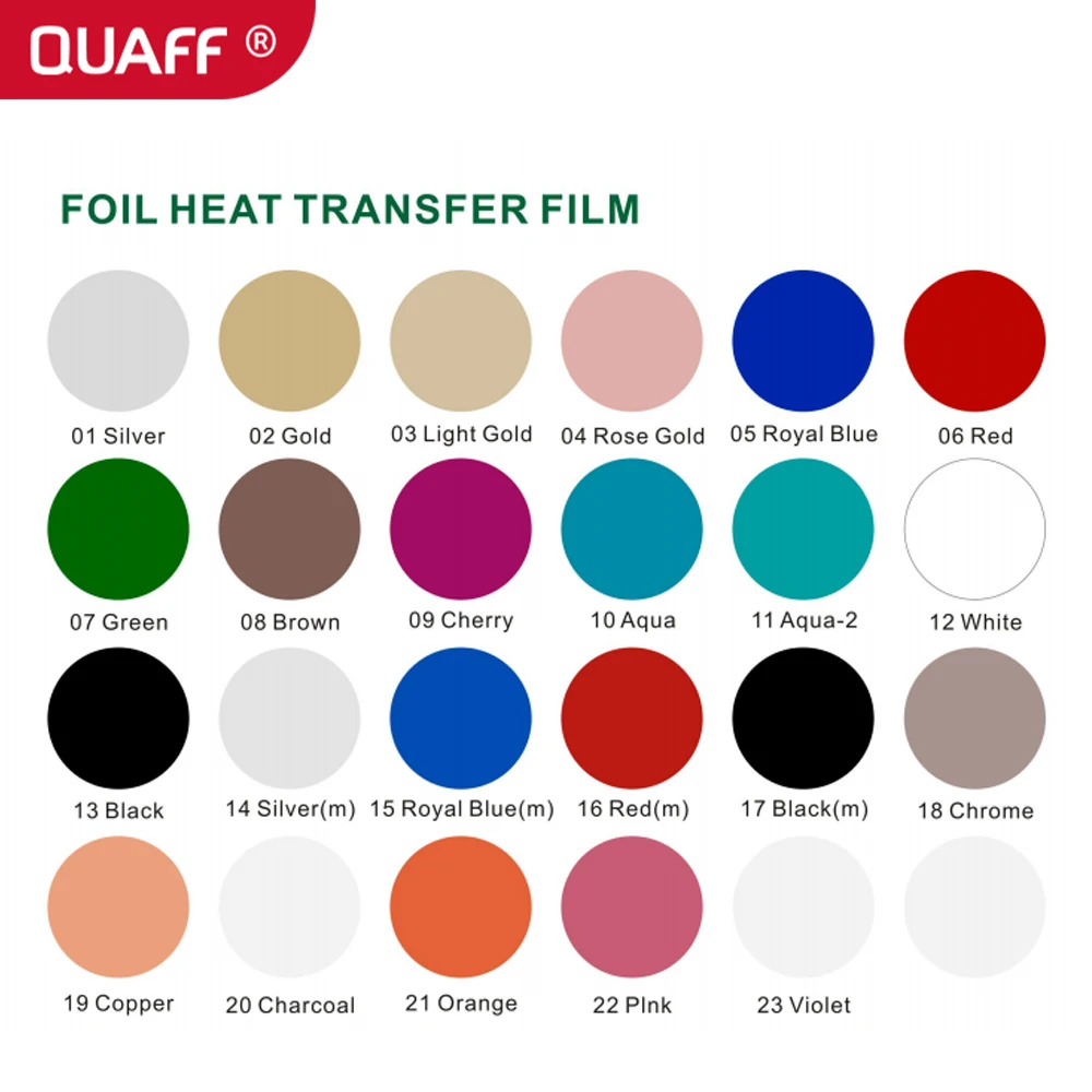 2024 QUAFF Korean Foil heat transfer vinyl soft metallic 0.5*25m high quality transfer film PET PU for clothing