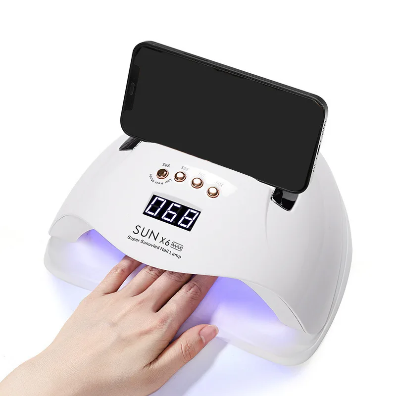 UV Nail Lamp with Phone Holder SUNX6Max 256W UV Nail Polish Light Professional Gel Polish Dryer Curing Lamp with 4 Timer Setting