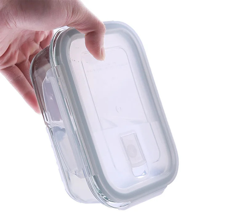 Lunch box bag glass rectangular silicone food meal bento lunch box food container with pp lid