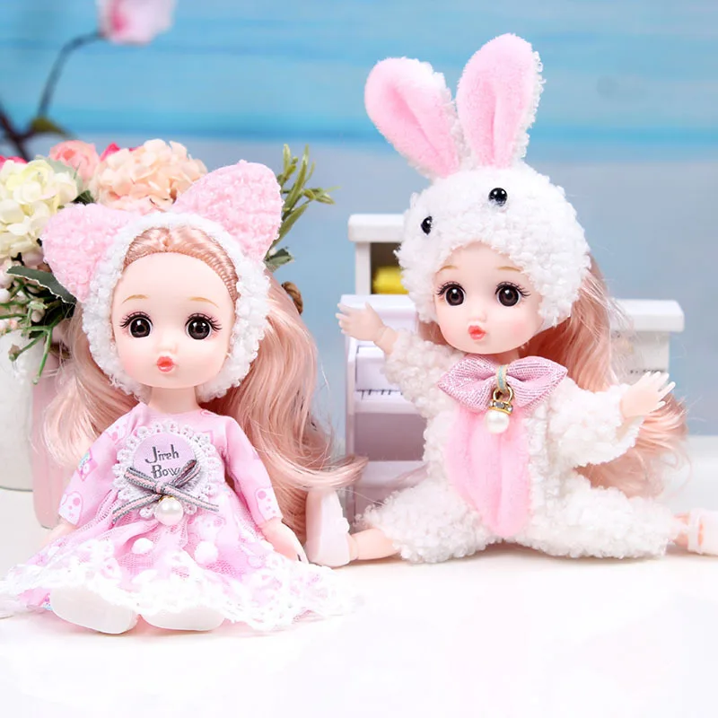 16cm BJD Doll Full Set 13 Moveable Joint Dolls Cartoon Dress Bjd Toy Smile Face Newest Dress Make Up Toys Girls Gift Dolls