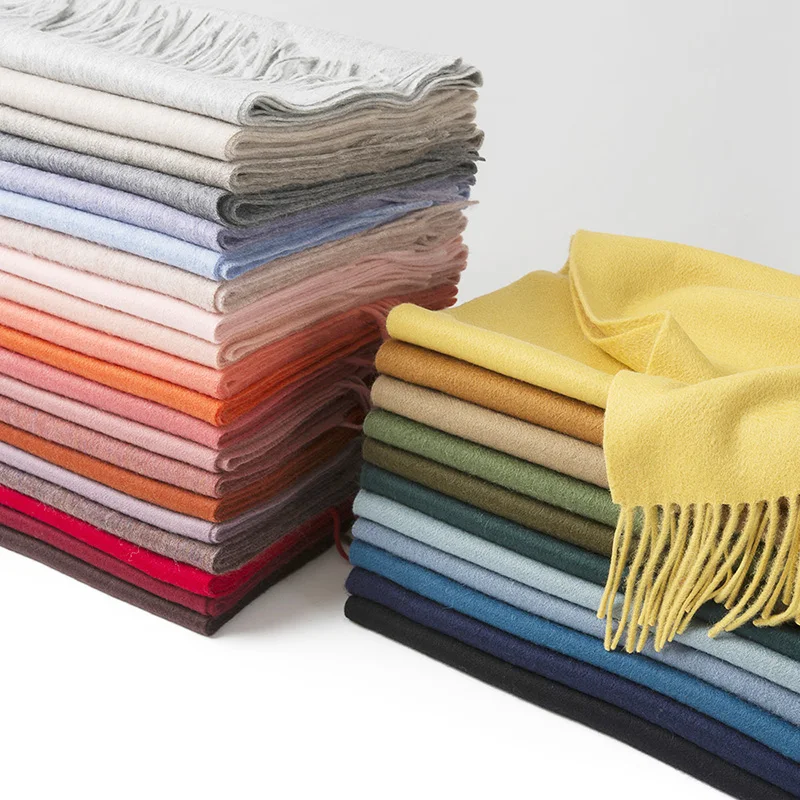 2023 Winter Scarf Wholesale Luxury Women woven Scarf Stoles Winter Solid Mufflers 100% Wool Scarf Throw for Ladies