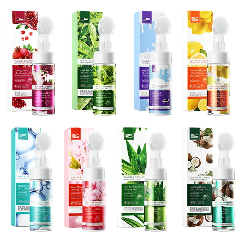 Organic Gentle Herbal Fruit Amino Acid Medicated Face Wash Brush Facial Cleanser Foam Mousse Makeup Remover NEW Natural 2-in-1