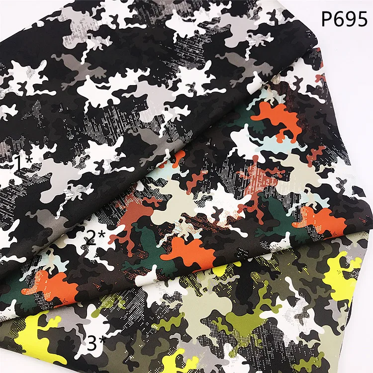P695 matte camouflage PU artificial leather textiles leather products cuero custom leather for luggage , handbag , shoe