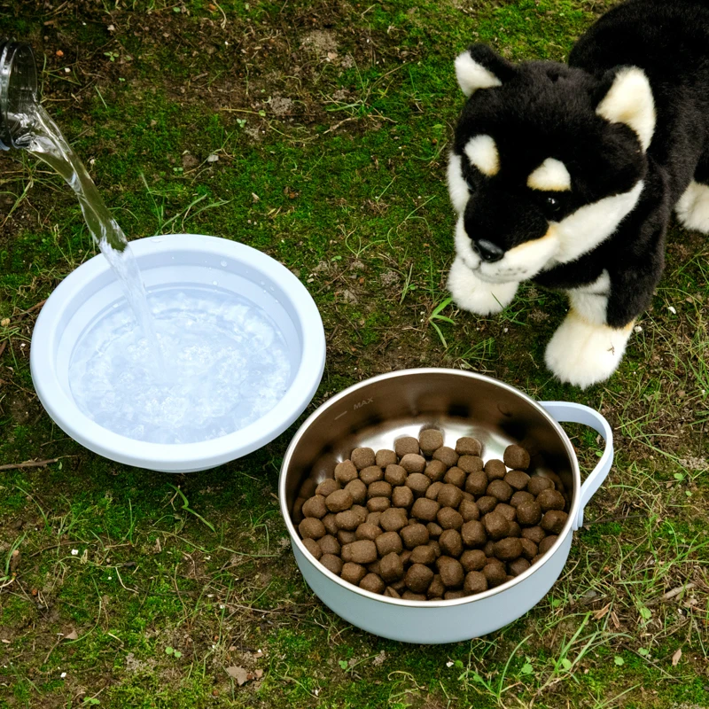 2024 New Design 32oz Dog Food Bowl with Detachable Water Bowl, 2 in 1 Design Pet Feeding Dish, Stainless Steel Dog Feeder