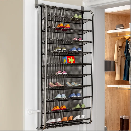 Over Door Hanging 10-layer shoe holder wall mounted iron shoe storage rack online hanging shoe rack