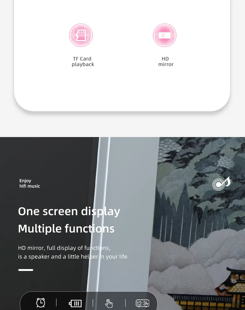 2022 New Product Alarm Clock With Mirror Digital Clock USB Charging Mini Portable Bluetooth Speaker