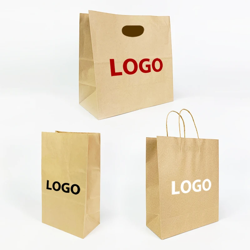 Without handle or with handles good quality shopping bags boba tea custom logo size kraft package paper bag for cup
