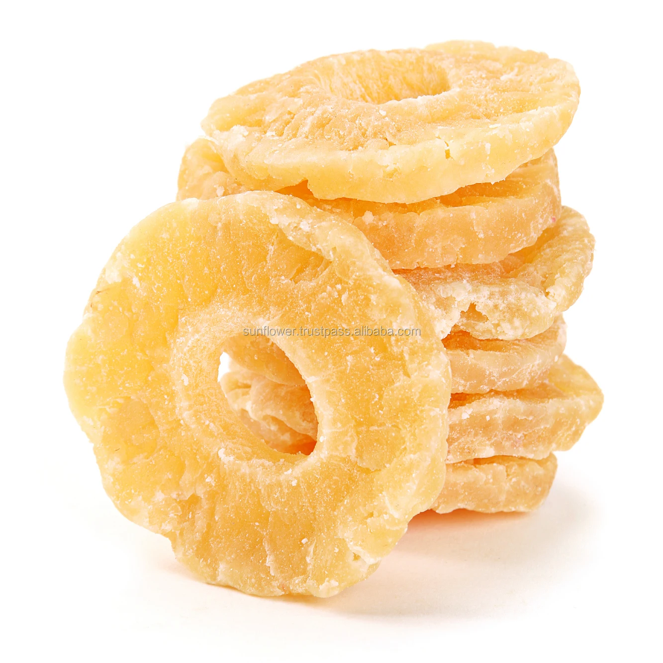Thai Dehydrated Pineapple Rings 45-55mm, 55-65mm Natural Color Premium Quality So2 below 100ppm
