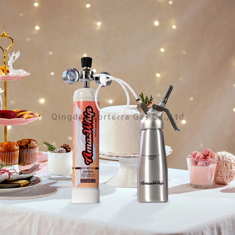 Gas Pressure Regulator Valves M11 Thread Universal for Whipped Cream Charger 0.95L 580g with Hose Line & Adapter 94PD