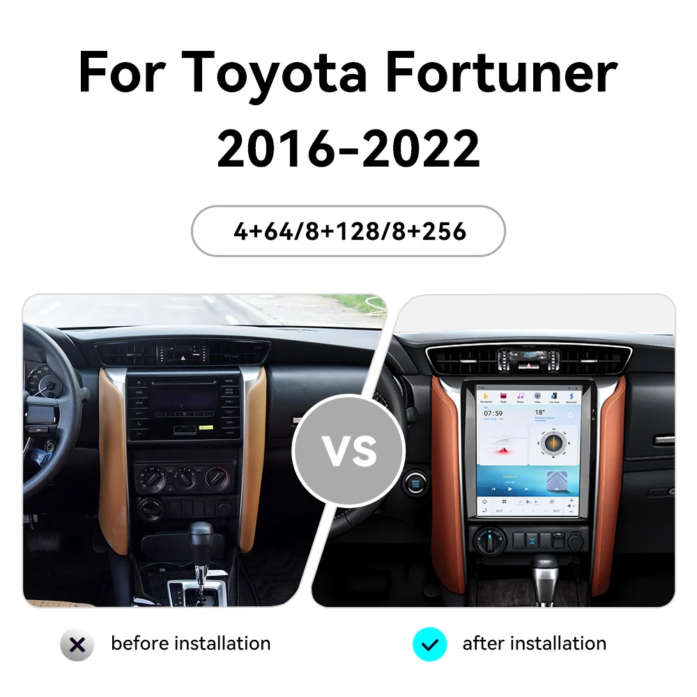 Car Radio For Toyota Fortuner 2016-2022 Car Multimedia Video Player Navigation stereo GPS Android 13