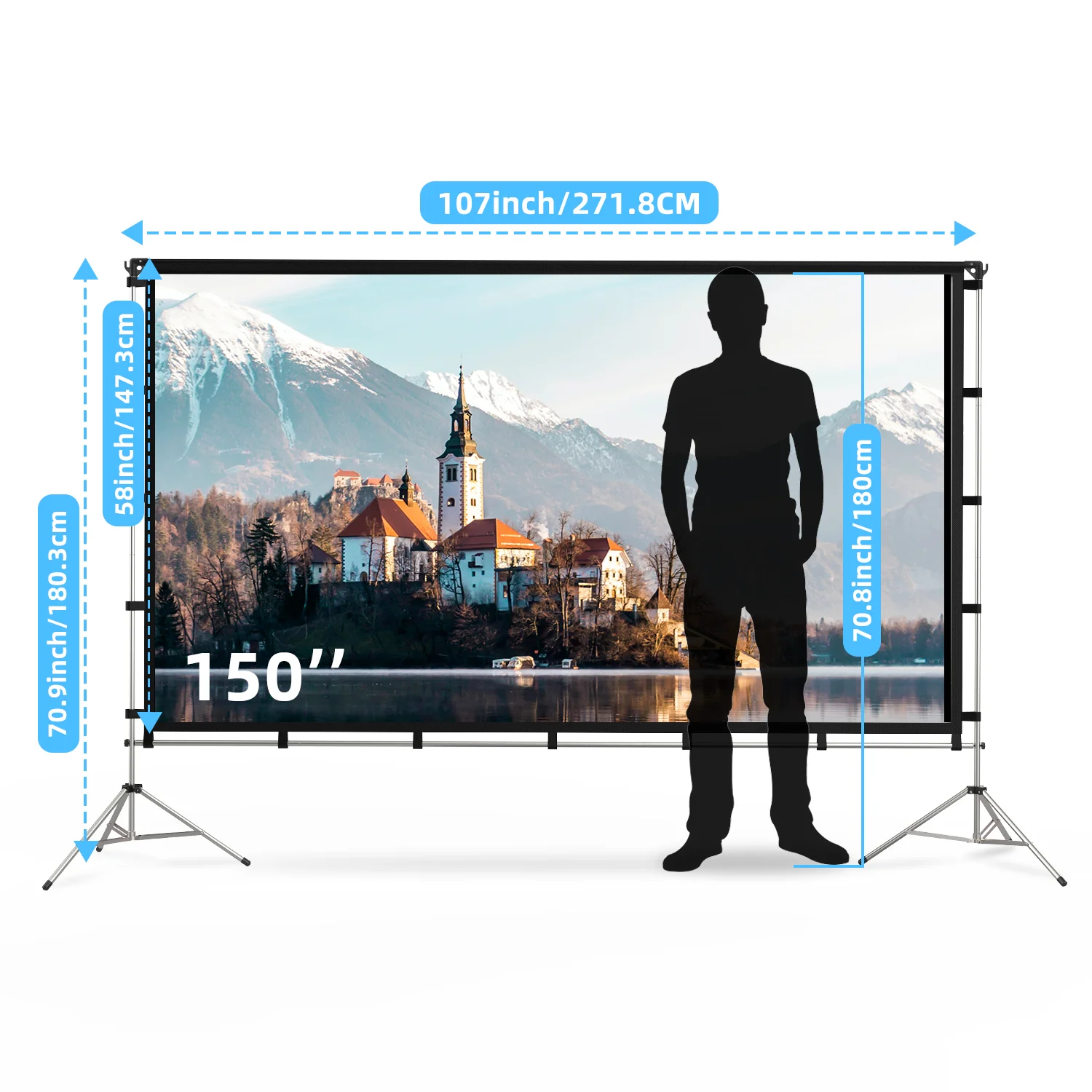 OEM fabric 120inch screen projector portable floor pull up projection screen
