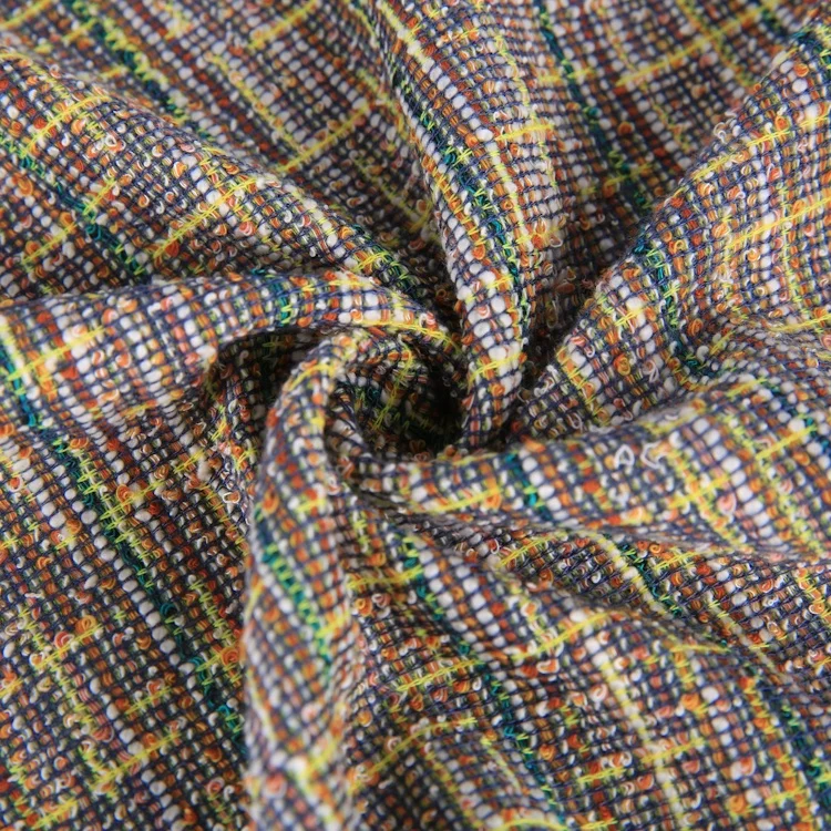 
High quality multi color rayon polyester jacquard yarn dyed knitted tr fabric 