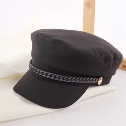 Flat Beret For Girls Korean Cool Short-brimmed Hat British Retro Lady Hat