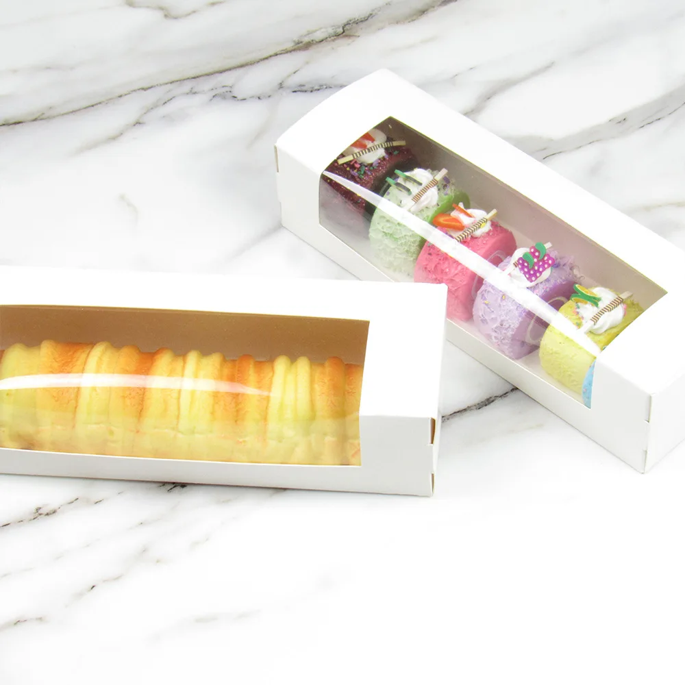 Custom Logo Food-Grade Kraft Paper Folding Takeaway Box PVC Window Macaroon Cake Packaging Foil Cookie Food Packaging