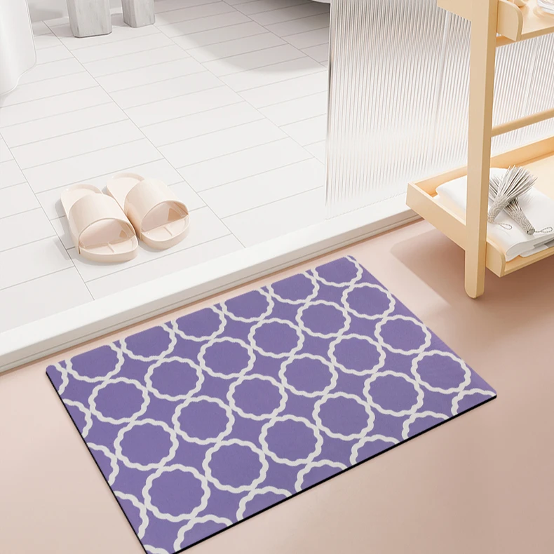 Custom Curtain Large Bathroom Rug Set Floral Diatomaceous Earth Kitchen Quick Drying Dry Super Absorbent Modern  Bath Mat
