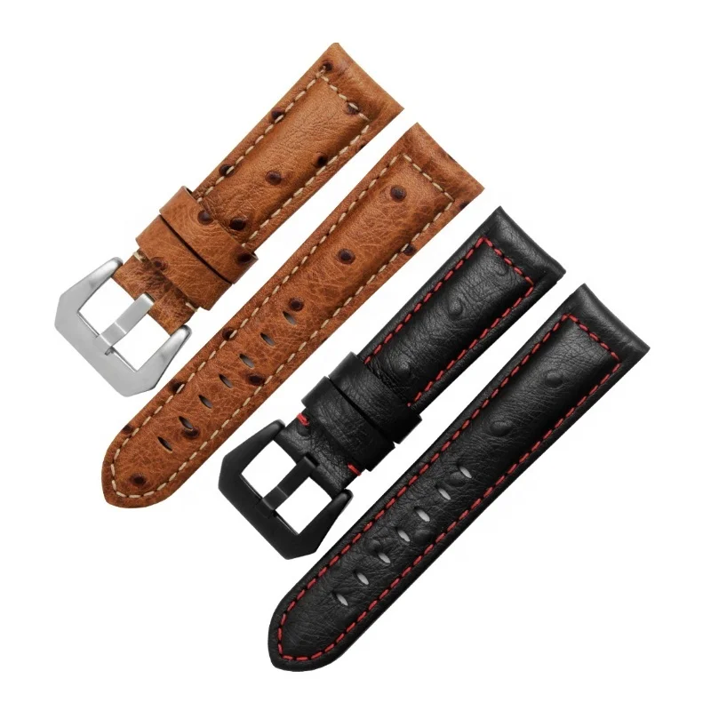 shiny soft smooth real leather watch band 20mm 22mm 24mm 26mm wax genuine leather watch strap for Panerai watch