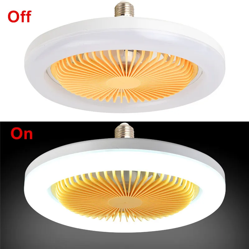 Потолочный вентилятор, 30 Вт, с подсветкой и дистанционным управлением, E27, светодиодная лампа, универсальная лампа для потолка, 2 в 1, креативная лампа-вентилятор для освещения