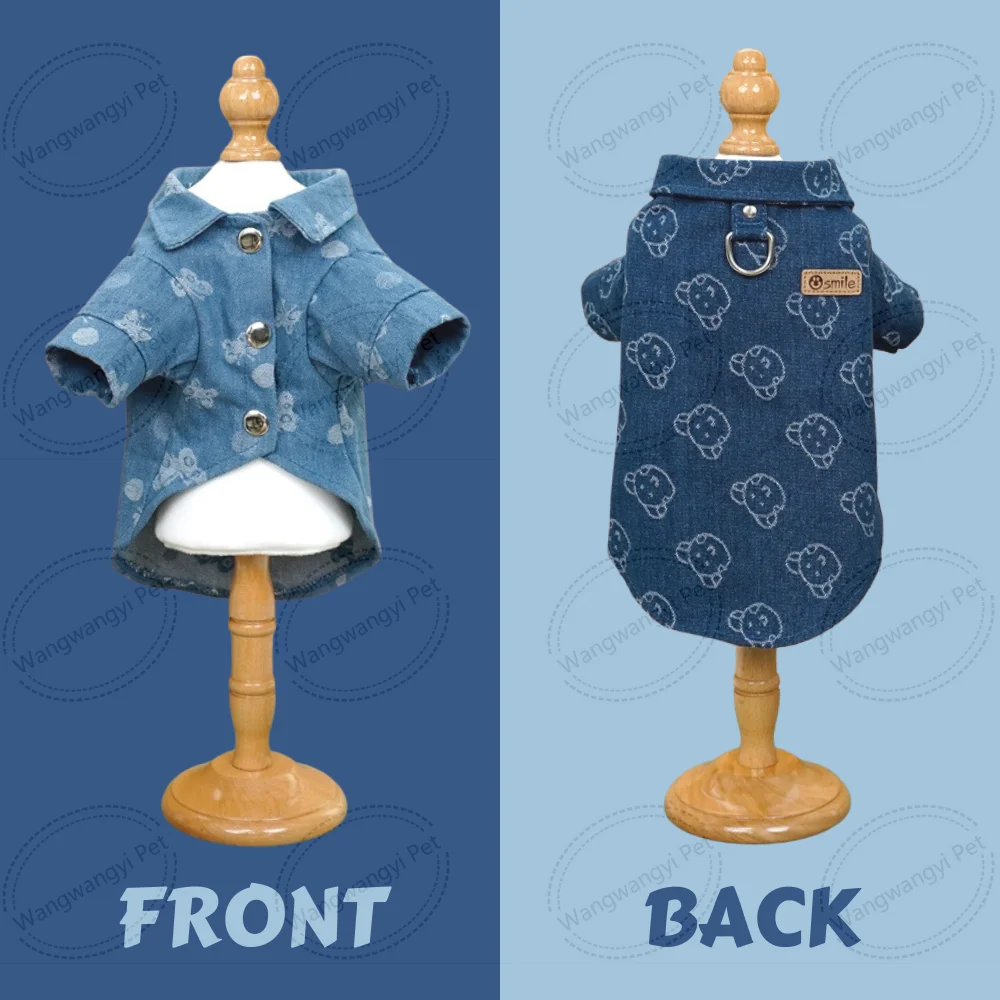 Fashion Designer Summer Dog Clothes Denim Pet Shirt for Small Dogs Cats