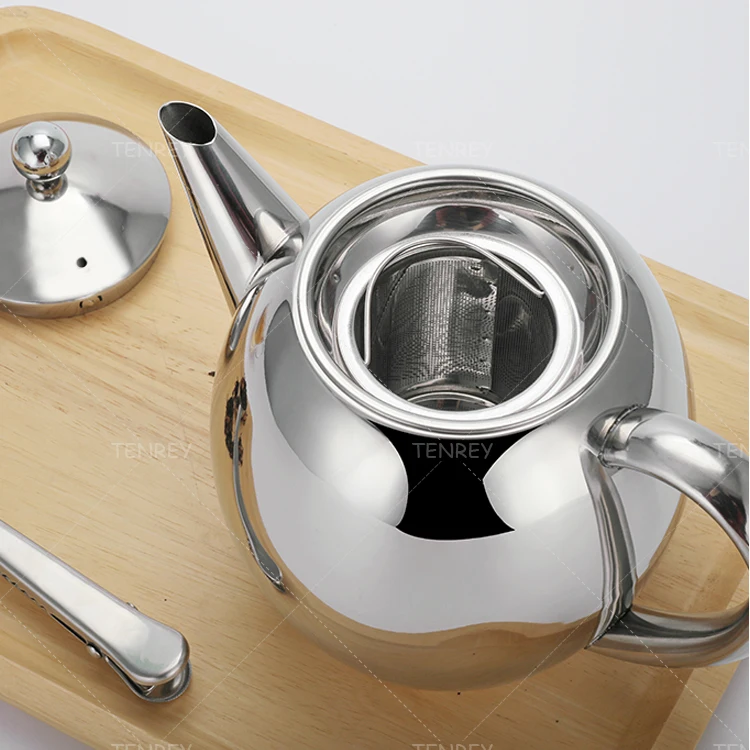 Tenrey 500ml Tea Maker Double Wall Teapot Stainless Steel Teapot with Removeable Infuser