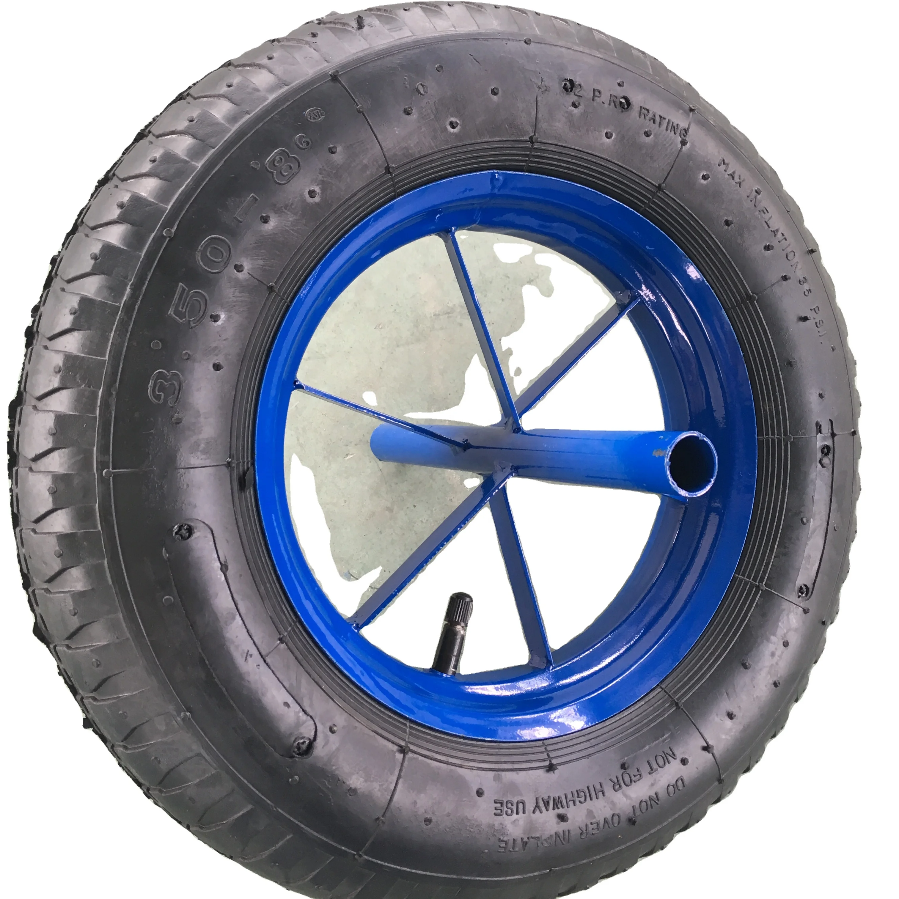 WB6400 wheelbarrow wheel 3.50-4 with 20x240 hollow axle rim