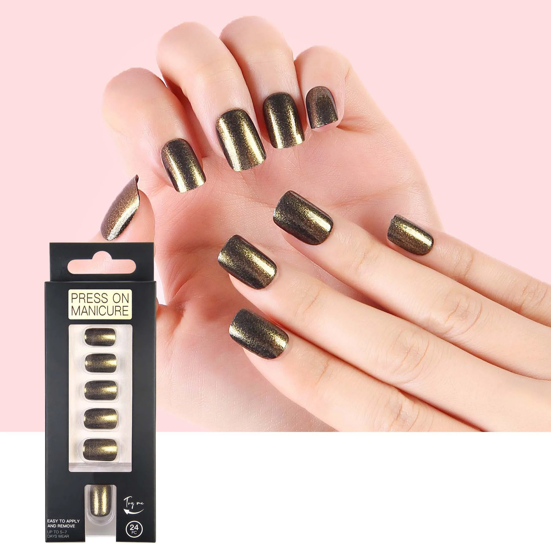 NEW hight quality 24 pieces Mirror almond nails with scales and neutral packaging false nails