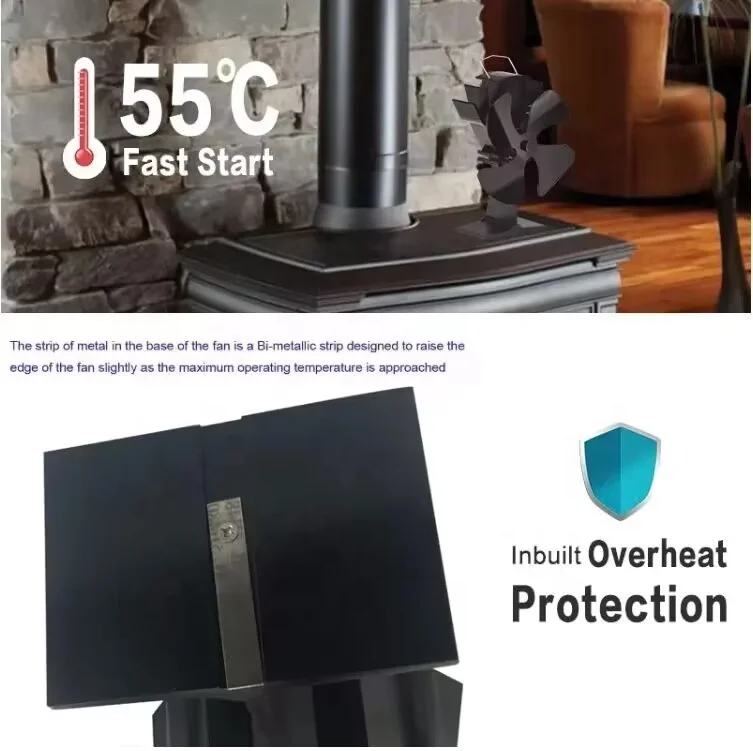 4 Blade No Battery Chimney Fan Burning Stove Fa Heat Powered Wood Stove Fan