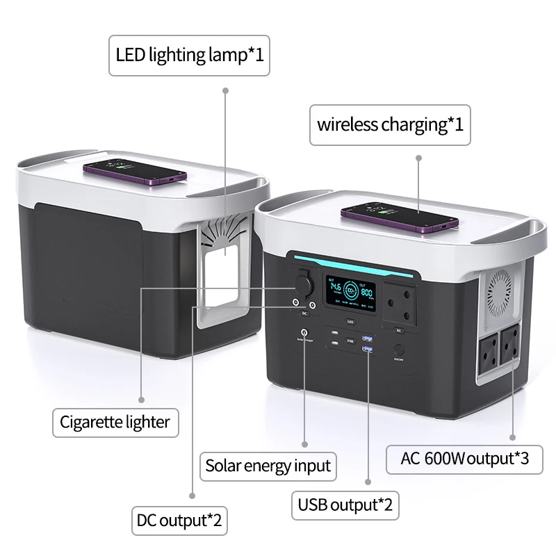 Outdoor Portable Power Station Solar Generator MPPT Controller Pure Sine Wave Lithium Ion EU Home Use Auto-Direct Solar Battery