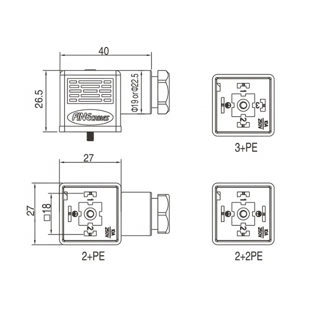 Finecables Type A Waterproof PG9/PG11 Assembly Solenoid Valve Connector