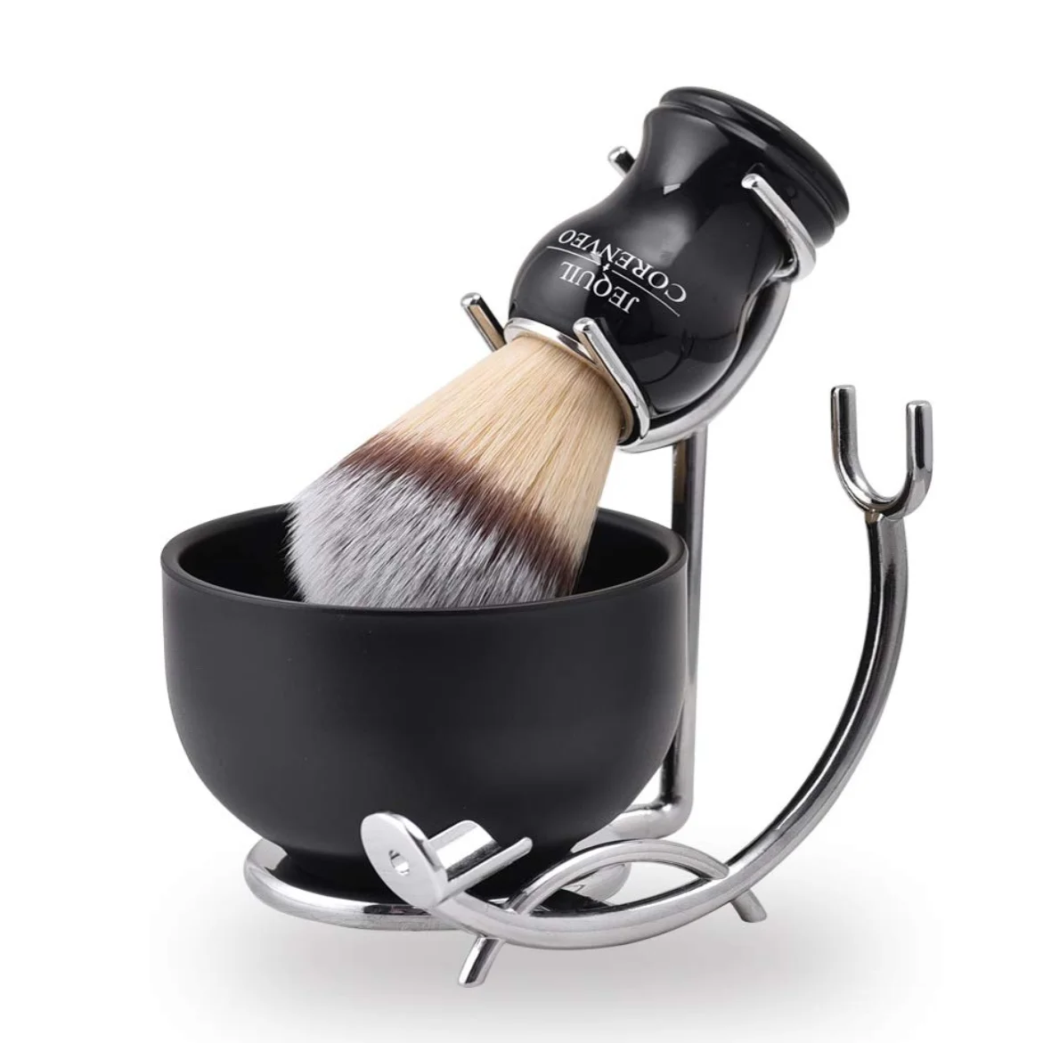 Black Color Shaving set  3-in-1 Includes Shaving Brush Shaving Bowl Razor With Stand