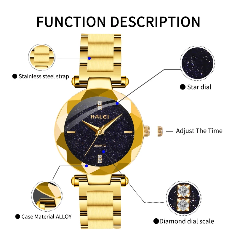 STAR RUDDER 6009L original brand wrist watch for girls fashion excellent quality watch lady female water proof watches