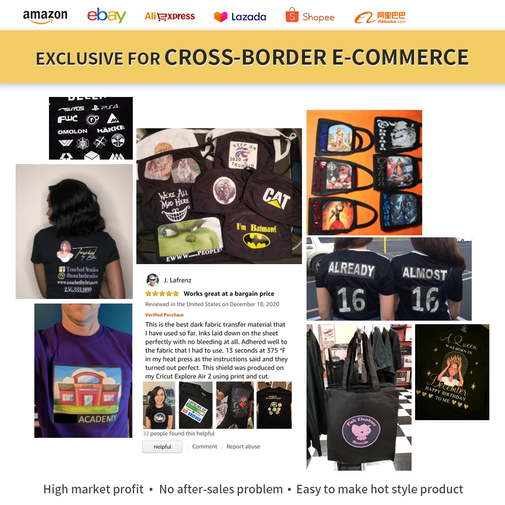 Winner Transfer hot sale A4 inkjet sublimation vinyl for dark cotton shirts