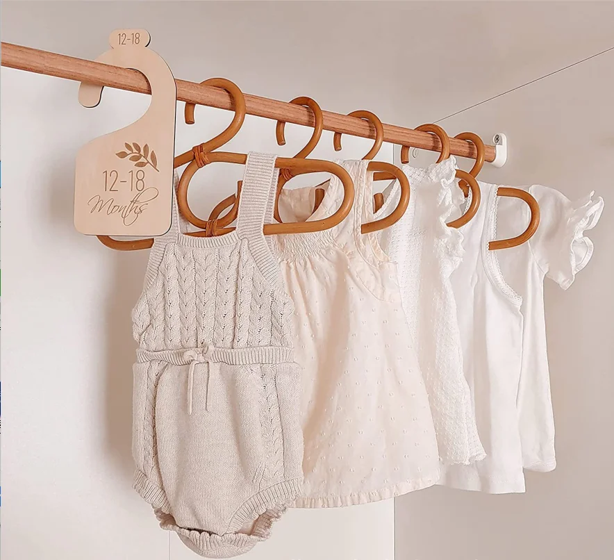 7 Pcs Baby Closet Size Divider Wooden Baby Closet Organizers From Newborn Infant To 24 Months For Home Nursery Baby Clothes