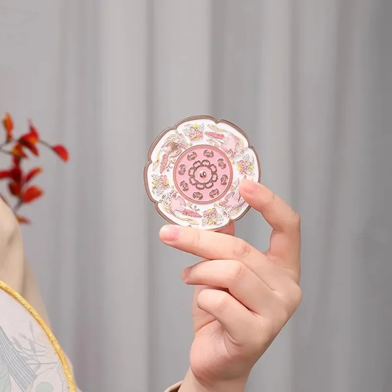 High quality Vintage Compact Pocket Mirror Double Sided Floral Printed Makeup Folding Mirror  portable mirror