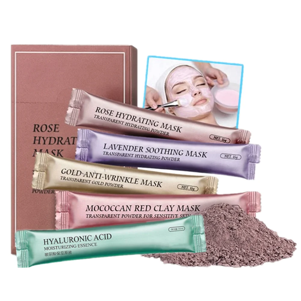 Private Label Organic Moisturizing Whitening Rose Petal Soft Powder Mask Hyaluronic Acid Hydro Jelly Facial Mask For Skin Car