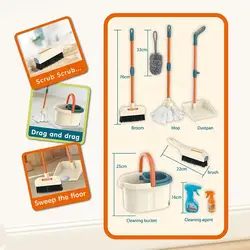 Pretend Play Toy Children Cleaning Tool Toys Housework Tools Role Play Cleaning Toy Set With Rich Accessories