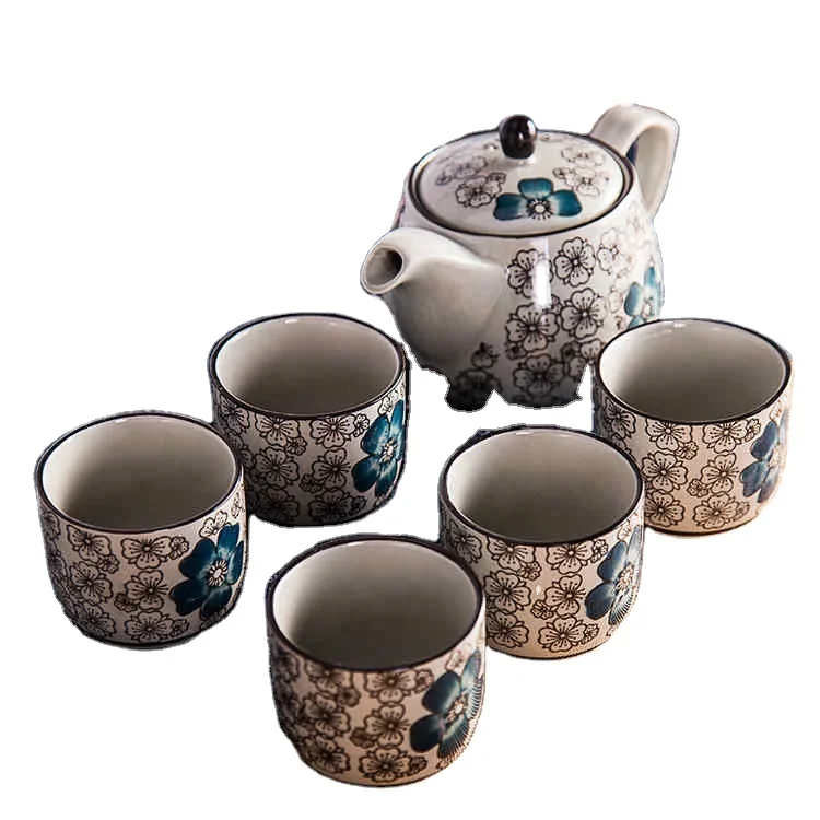 Yamada Japanese-style Hand-painted Under-glaze Coloured Teapot Set with One Pot and Five Cups Tea Set Thanksgiving