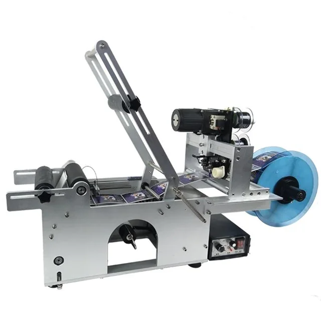 New Design Semi-Automatic Manual adhesive round bottle labeling machine with batch code number print with pvc labels